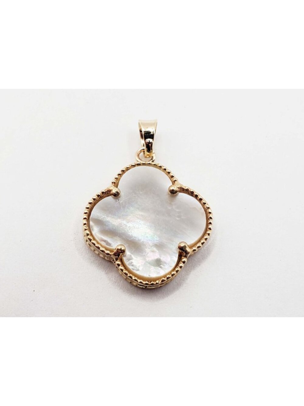 MOP Carved Charm Bezel Pendant 14k Gold